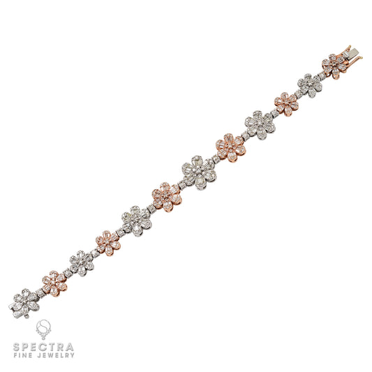 Contemporary Mixed-Cut Diamond Flower Bracelet