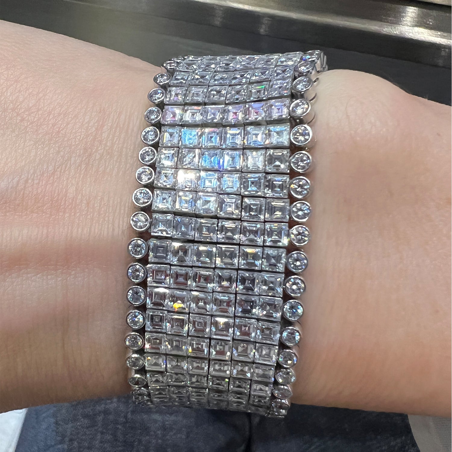 Oscar Heyman Invisibly Set Diamond and Platinum Bracelet