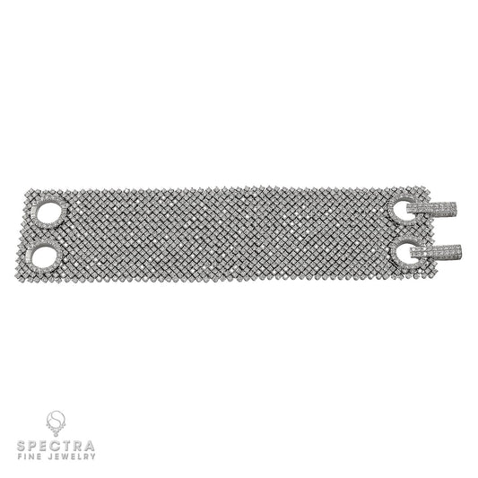 54.05 ct. Diamond Flexible Mesh Bracelet in 18K White Gold