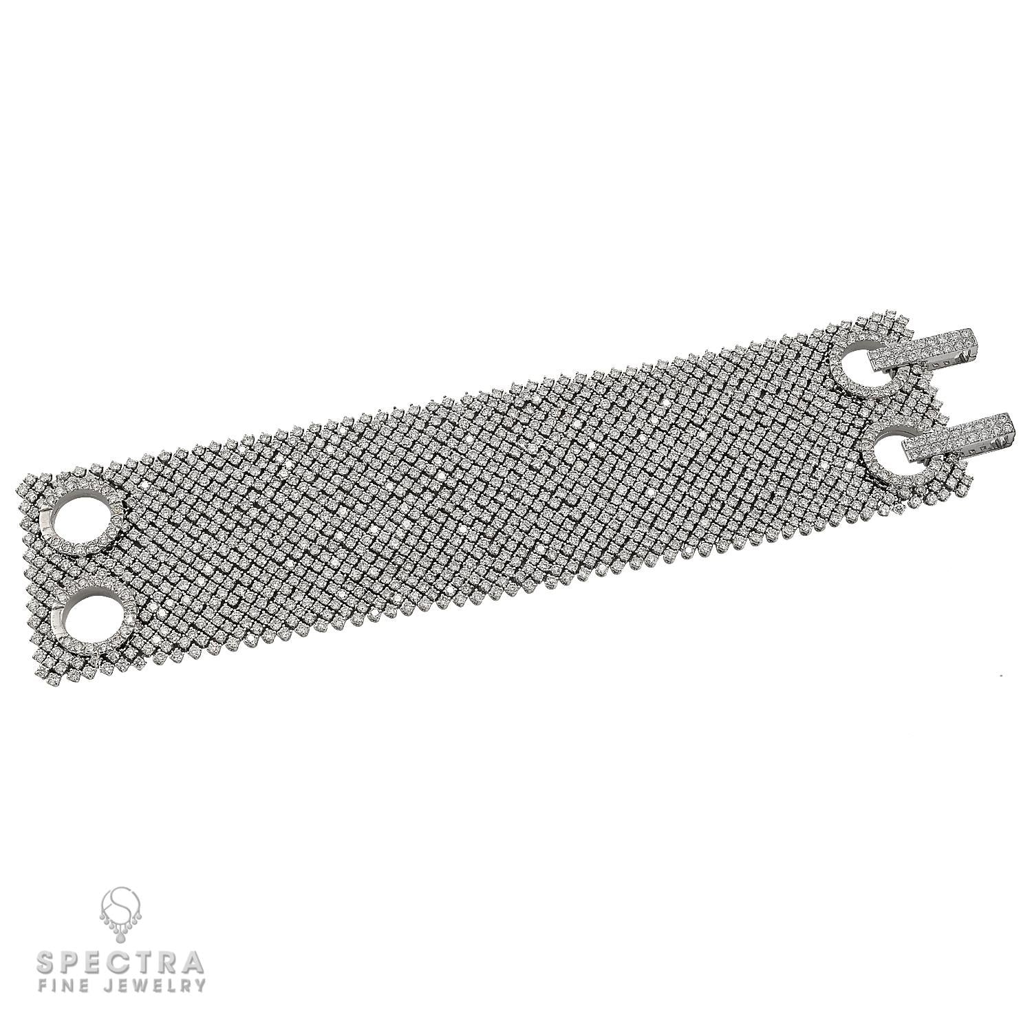 54.05 ct. Diamond Flexible Mesh Bracelet in 18K White Gold