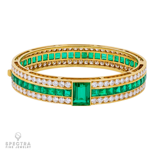 Cartier Emerald Diamond Bangle: Exquisite Jewelry from 1984
