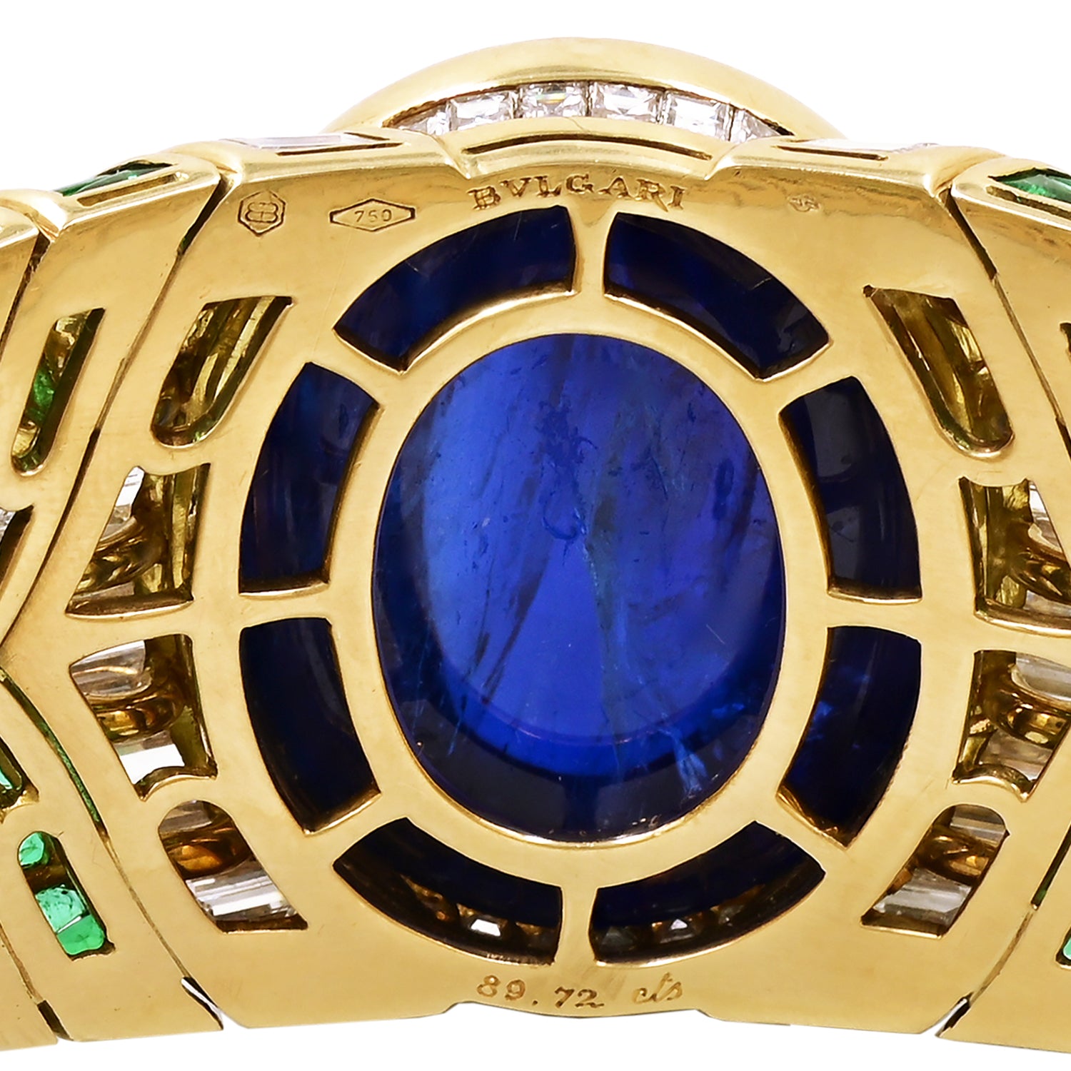 Bulgari 89.72 ct Sapphire, Emerald & Diamond Bangle in 18K Gold