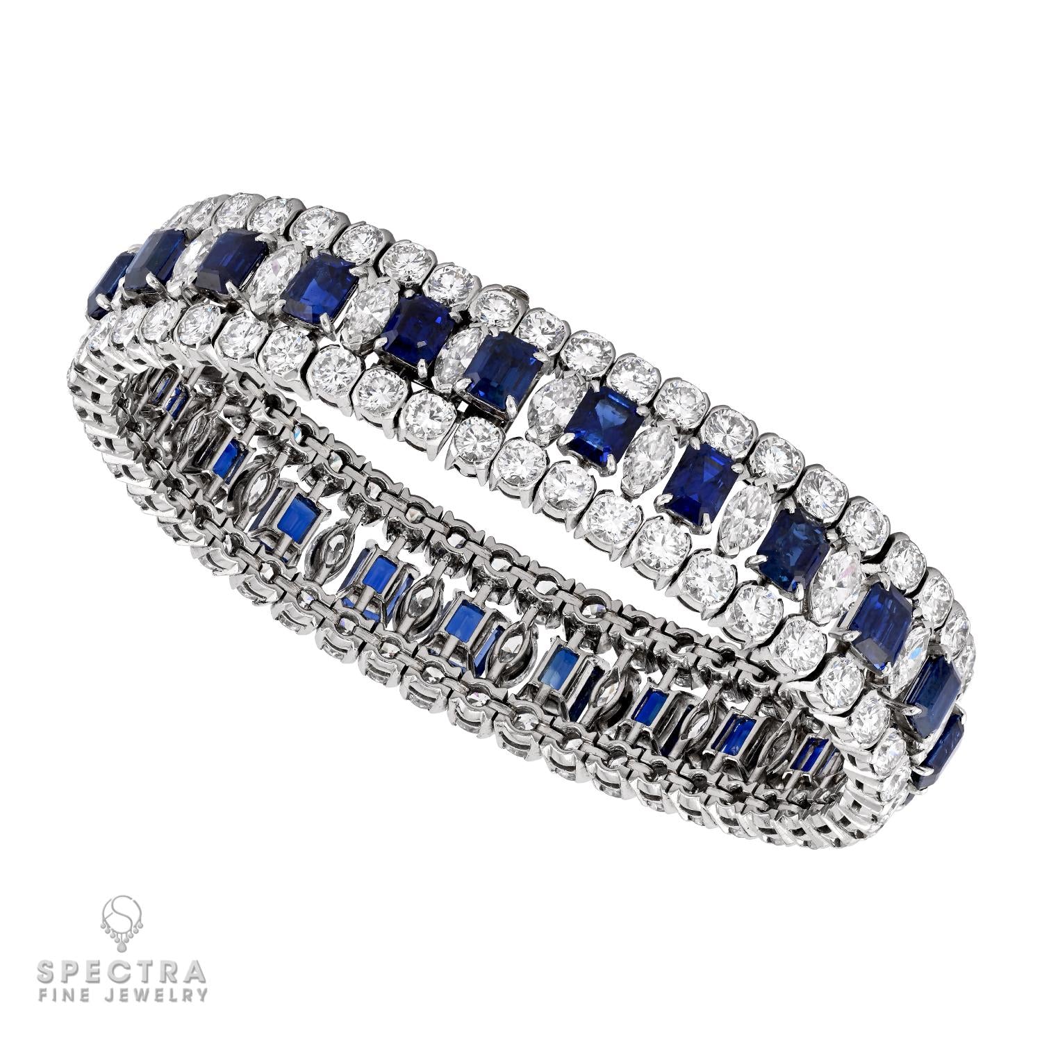 Van Cleef & Arpels Sapphire and Diamond Platinum Bracelet