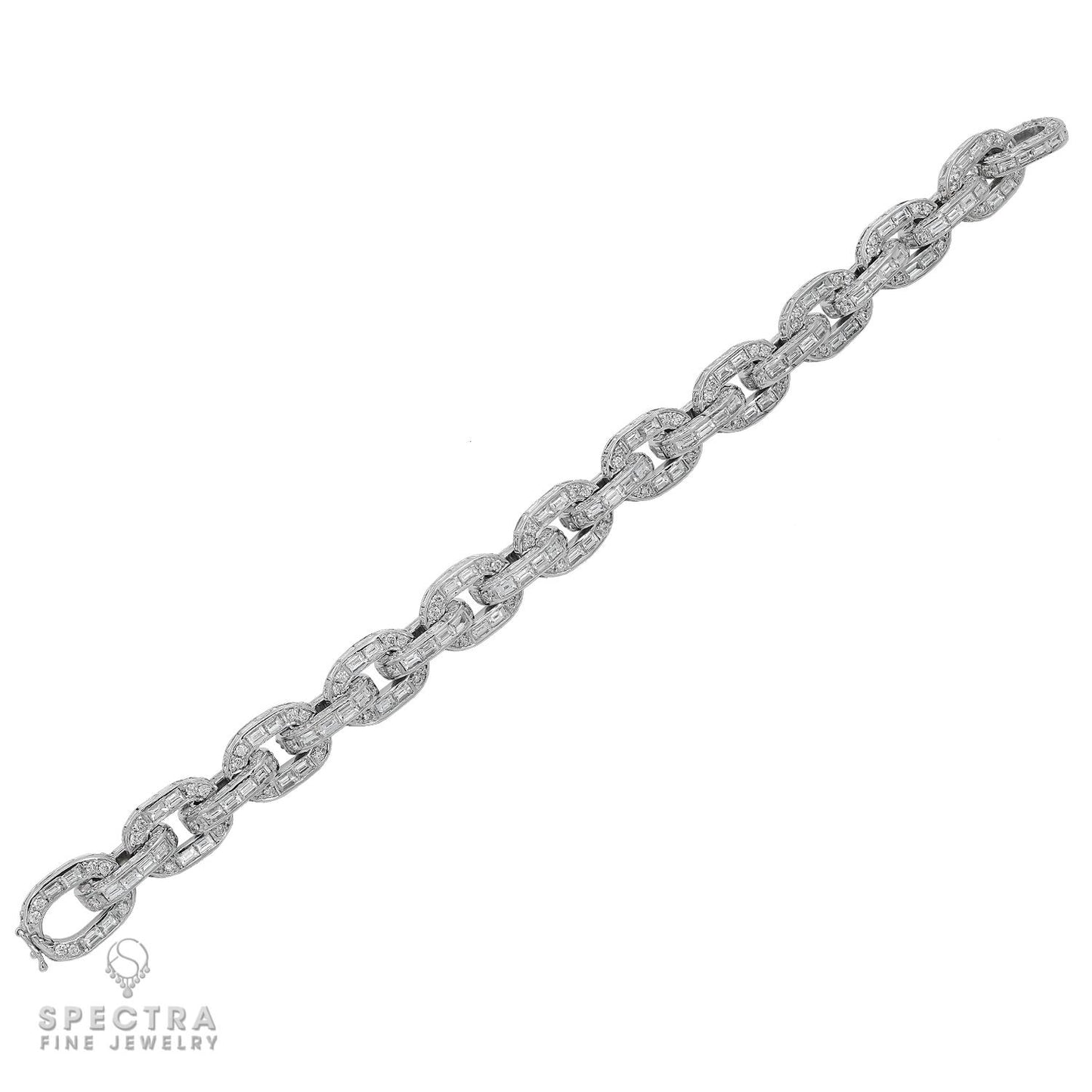 Spectra Fine Jewelry 34.14ct Diamond Link Bracelet in 18k White Gold