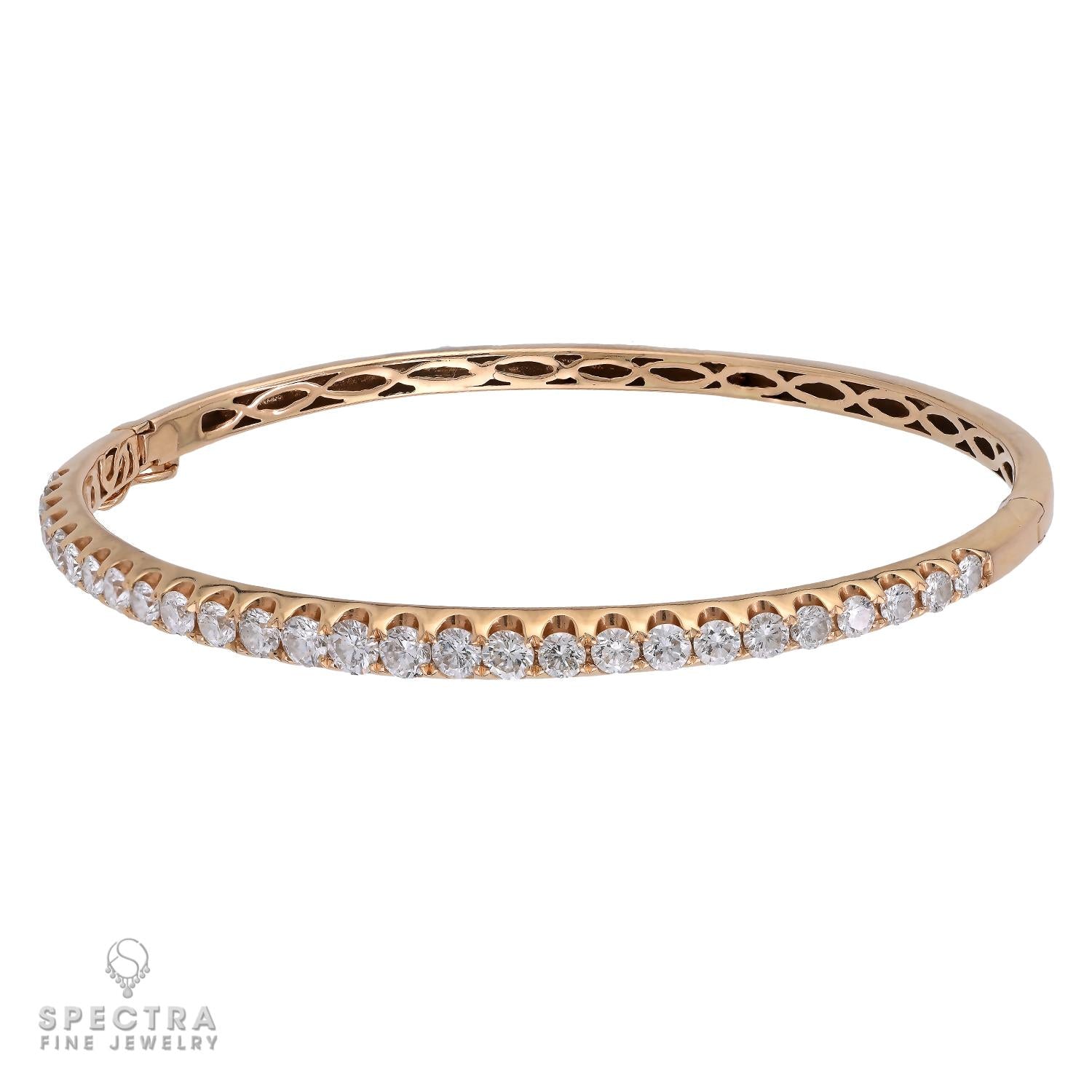 Diamond and 18k Rose Gold Bangle Bracelet