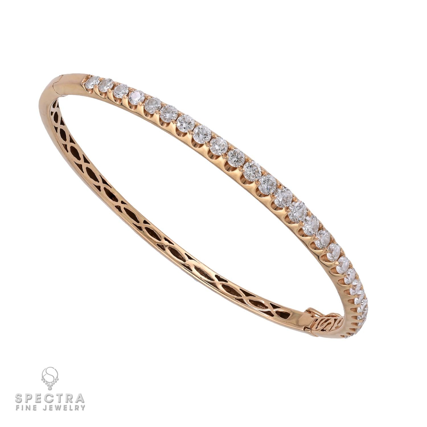 Diamond and 18k Rose Gold Bangle Bracelet