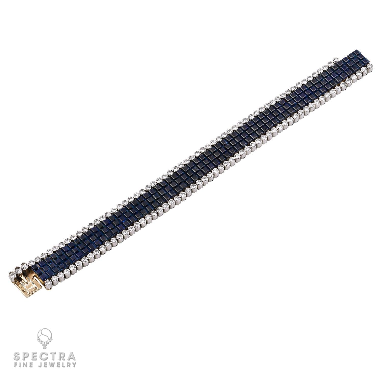 Van Cleef & Arpels Mystery Set Sapphire & Diamond Bracelet, French Maker's Mark
