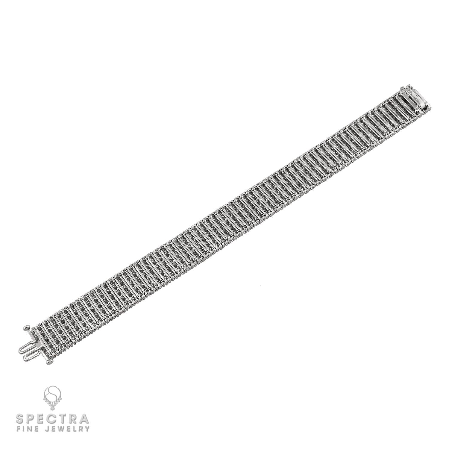 5-Row Diamond Bracelet in 18K White Gold, 32.0 Carats