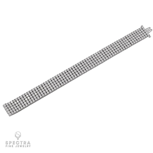 5-Row Diamond Bracelet in 18K White Gold, 32.0 Carats