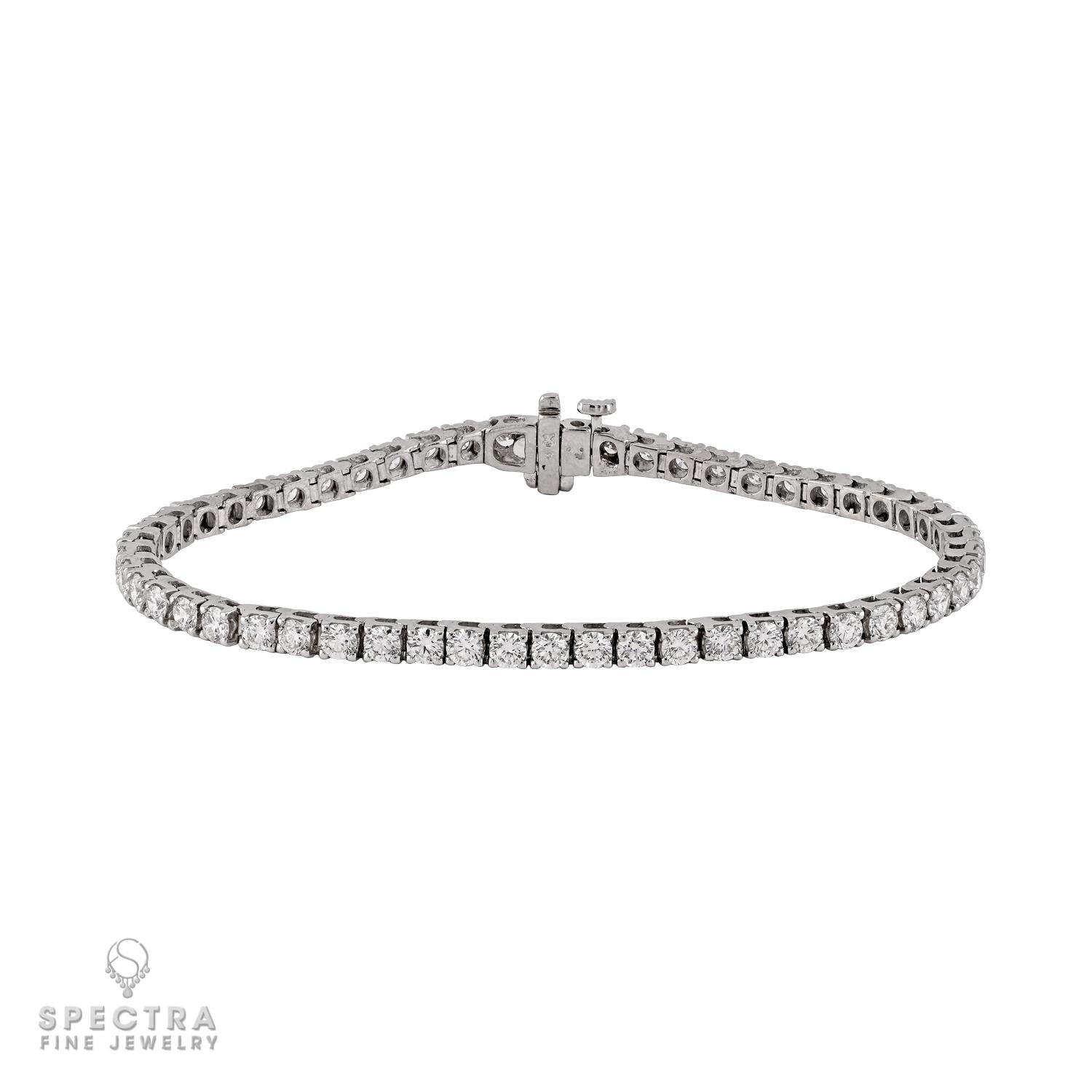 14K White Gold Diamond Tennis Bracelet 6.60 Carats