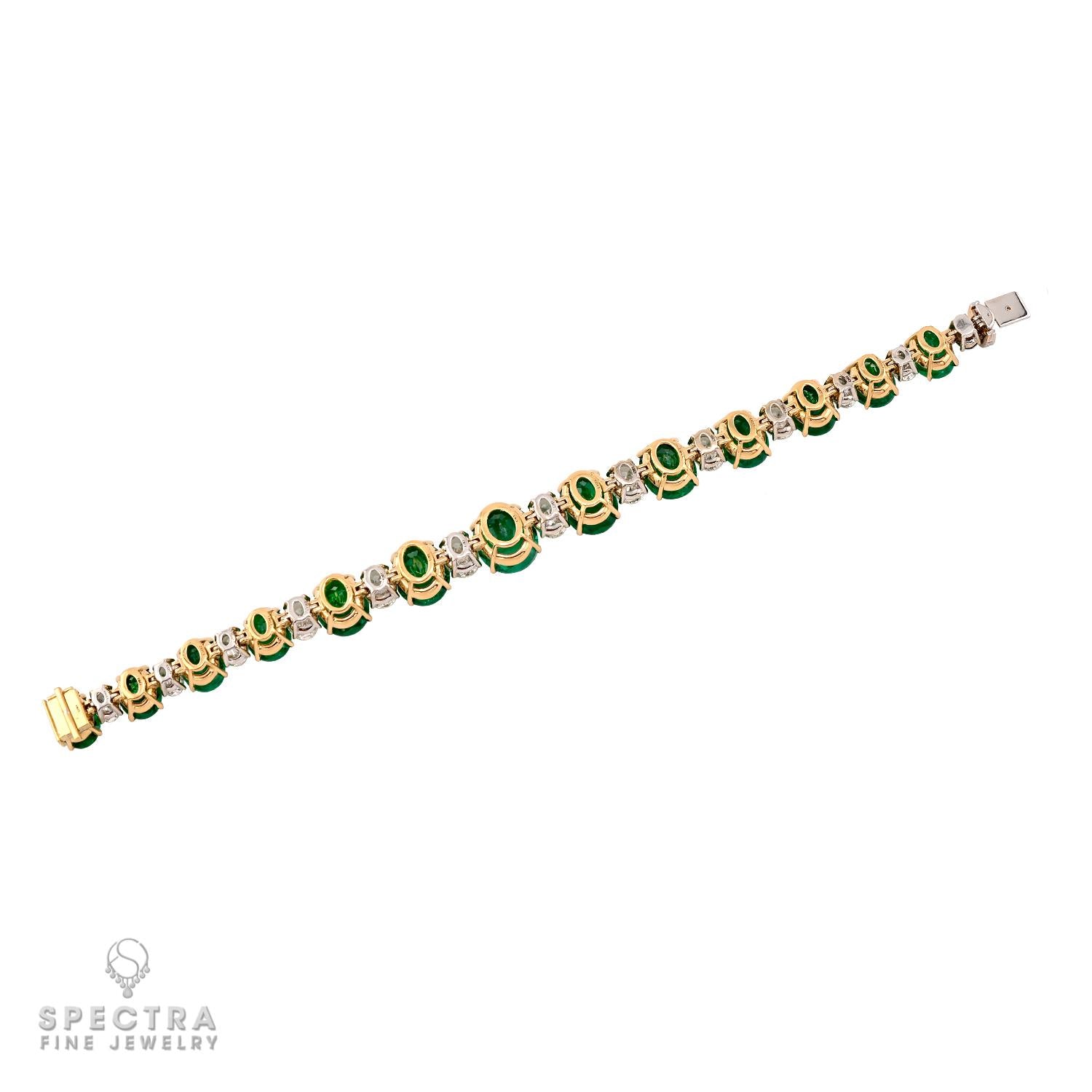 36.27 cts. Colombian Emerald & Diamond Bracelet in 18K Gold