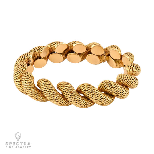 Hermès 18K Yellow Gold Rope Bracelet, Signed Paris