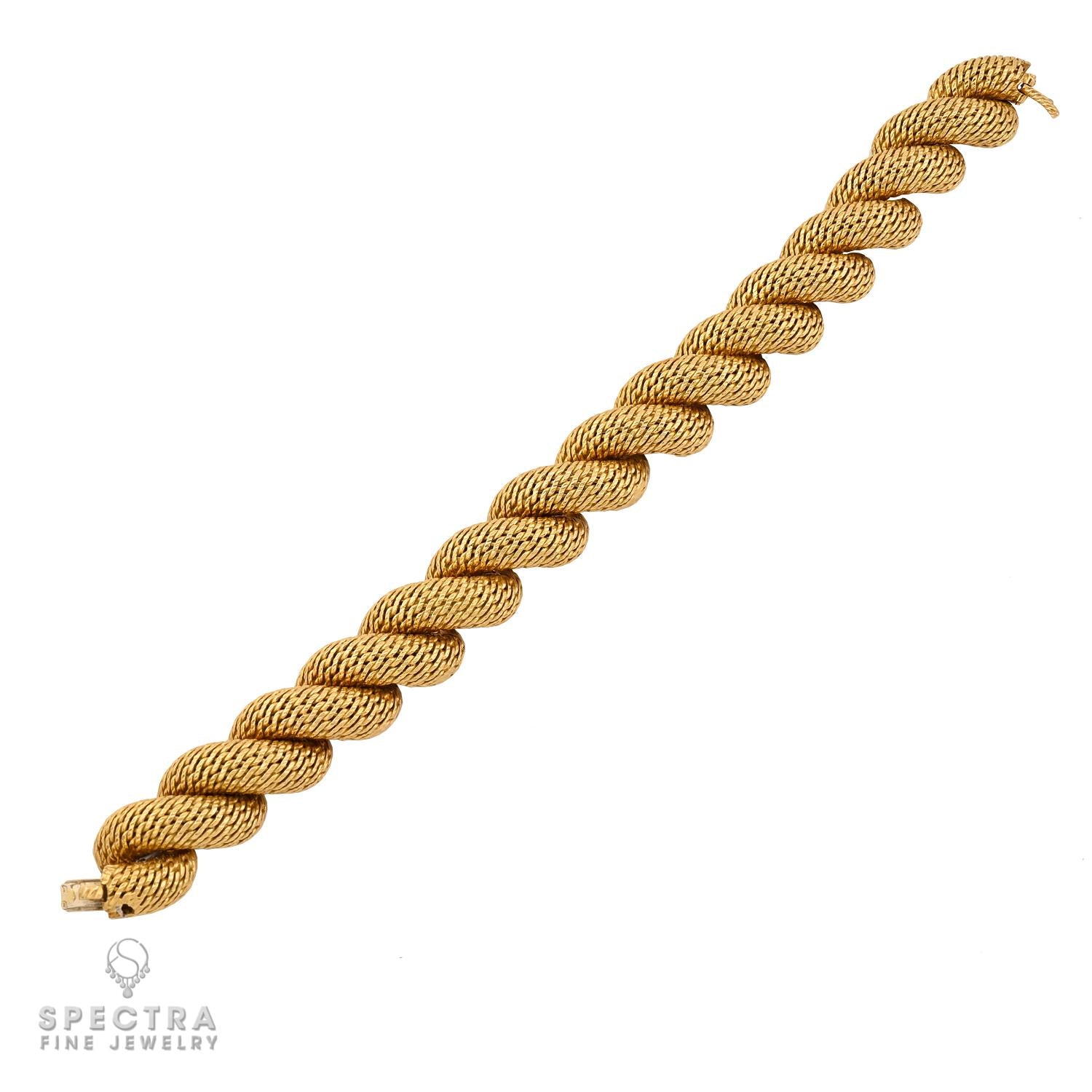 Hermès 18K Yellow Gold Rope Bracelet, Signed Paris