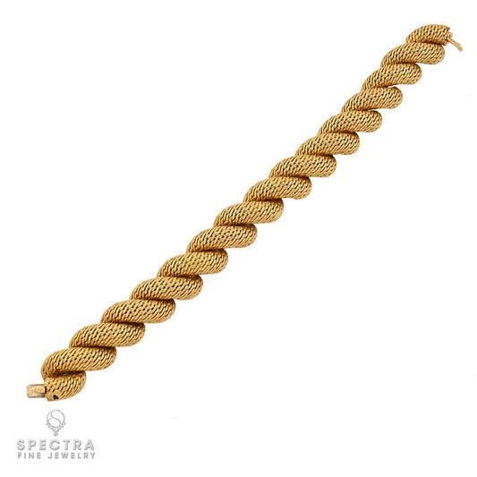 Hermès 18K Yellow Gold Rope Bracelet, Signed Paris