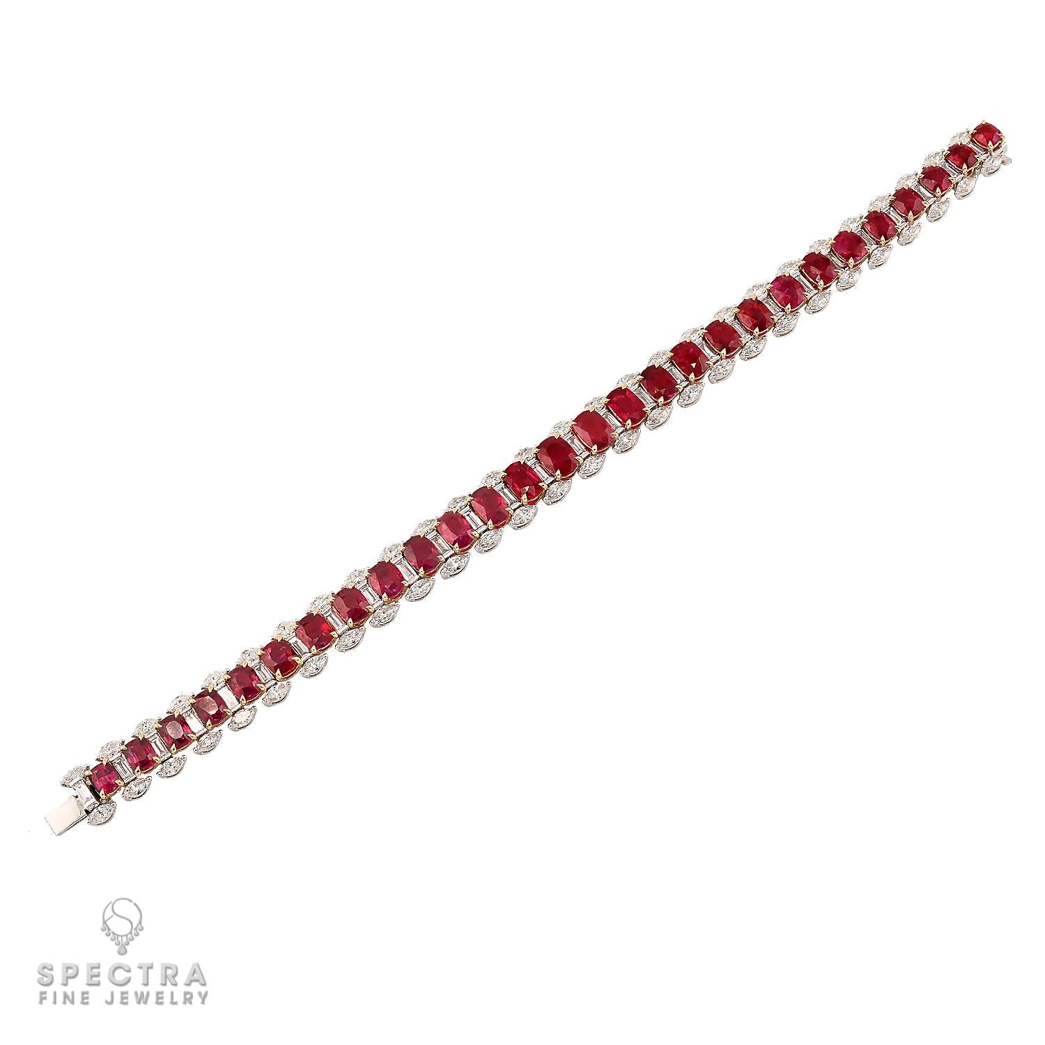 Spectra Fine Jewelry 26.21 cts. Burma Ruby & Diamond Line Bracelet