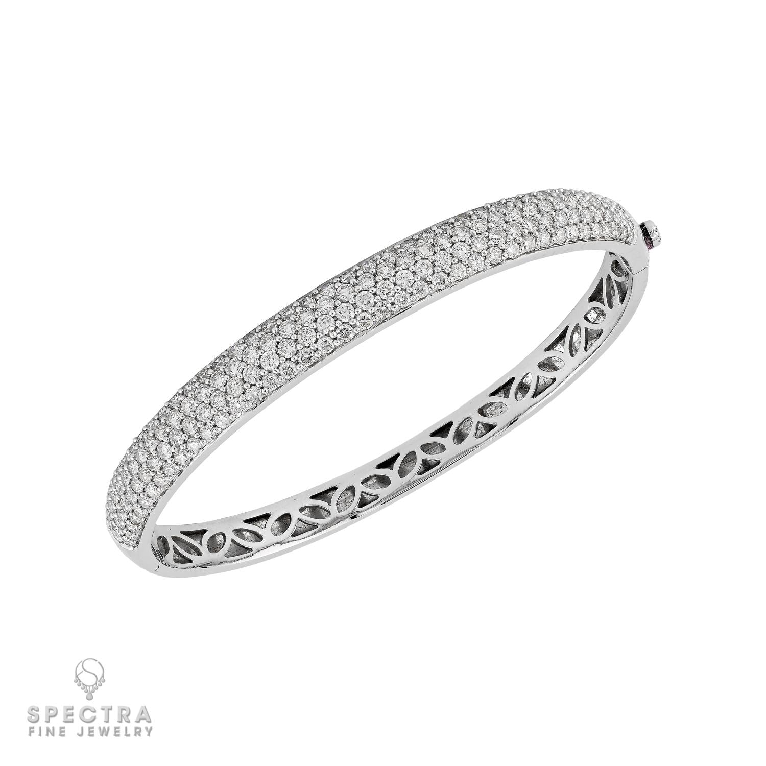 Half-Pave Diamond Bangle in 18K White Gold (3.10 ct)
