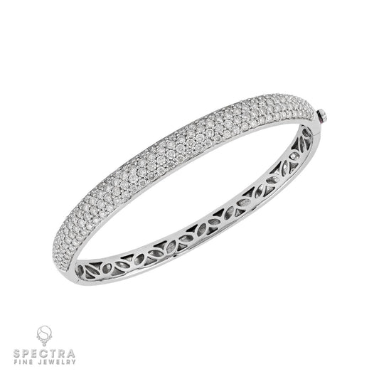 Half-Pave Diamond Bangle in 18K White Gold (3.10 ct)