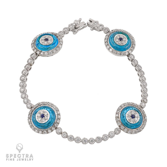 Diamond & Blue Sapphire Crystal Evil Eye Bracelet