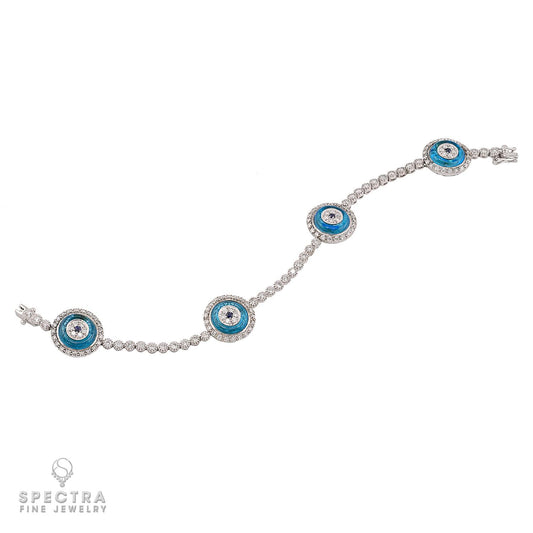 Diamond & Blue Sapphire Crystal Evil Eye Bracelet