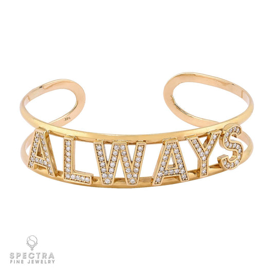 14K Yellow Gold "ALWAYS" Diamond Bangle