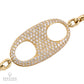 14k Yellow Gold Pave Diamond Oval-Link  Bracelet