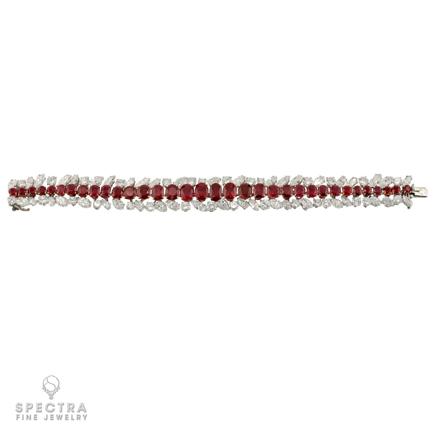 Boucheron Burma Ruby & Diamond Platinum Bracelet, c.1965