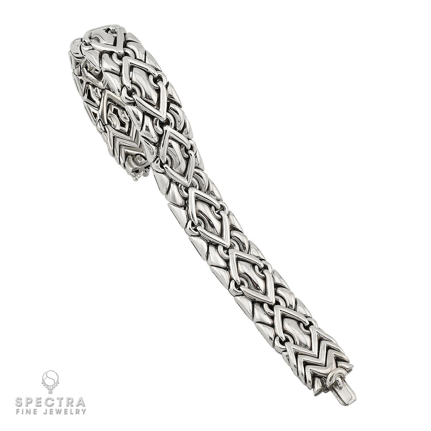 Bulgari 18k White Gold Trika Geometric Link Bracelet | Spectra