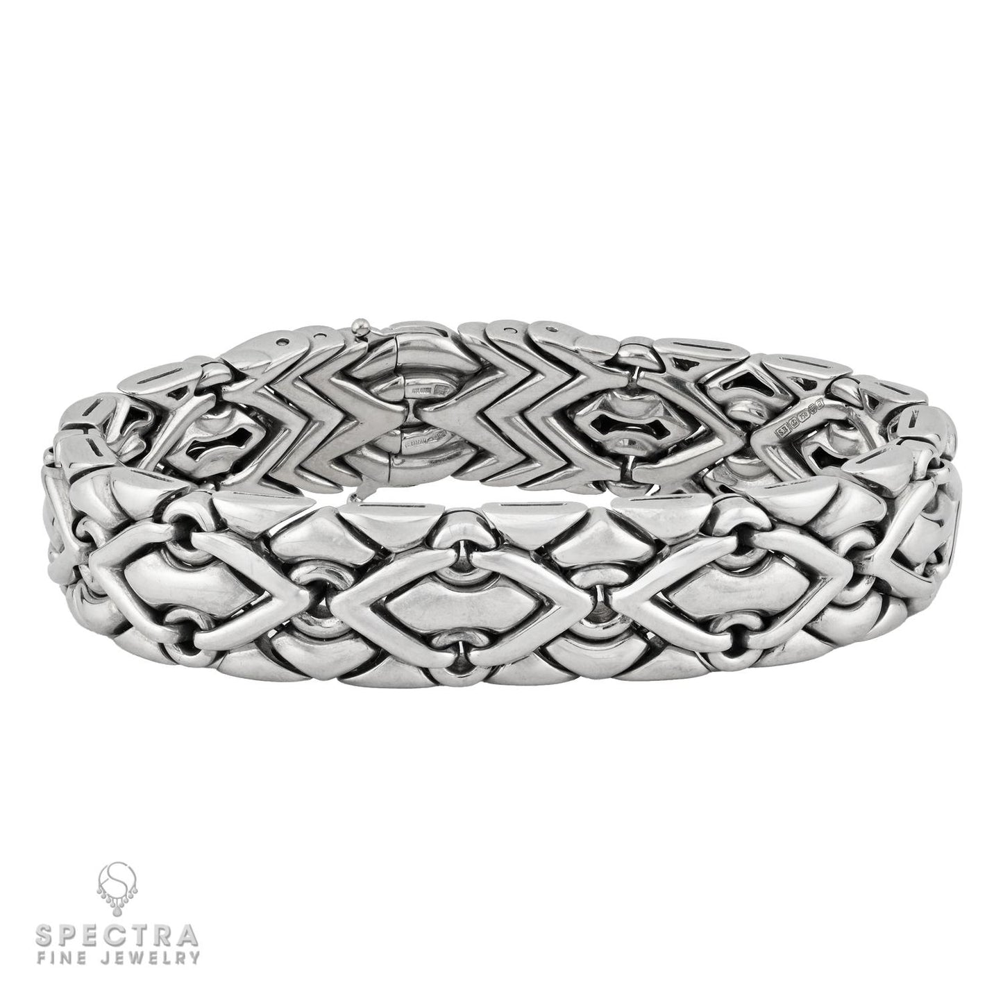 Bulgari 18k White Gold Trika Geometric Link Bracelet | Spectra