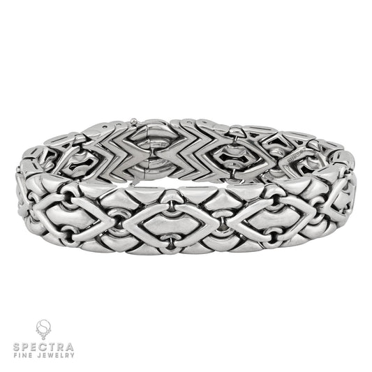 Bulgari 18k White Gold Trika Geometric Link Bracelet | Spectra