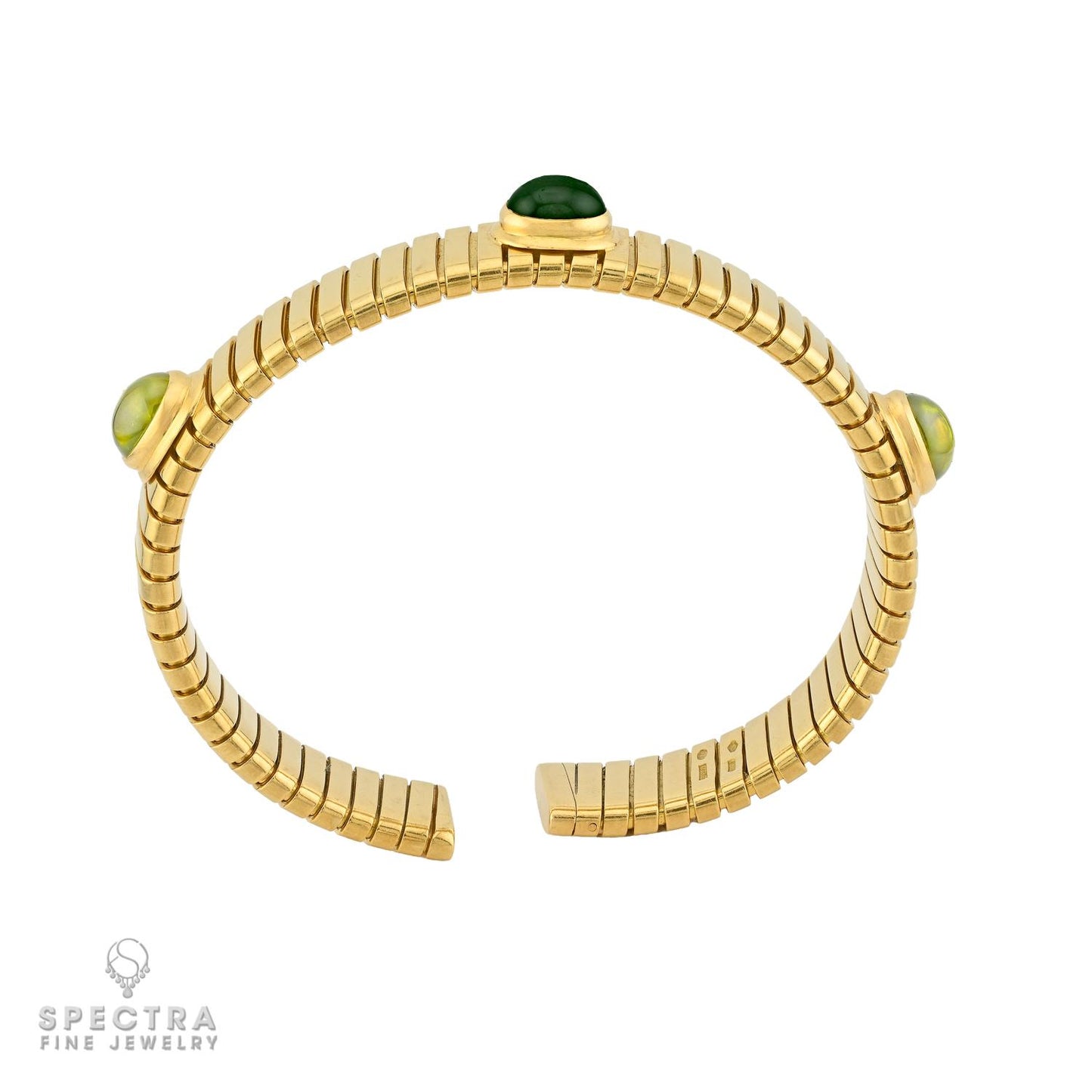 Bulgari Green Tourmaline & 18k Yellow Gold Tubogas Cuff Bracelet | Spectra