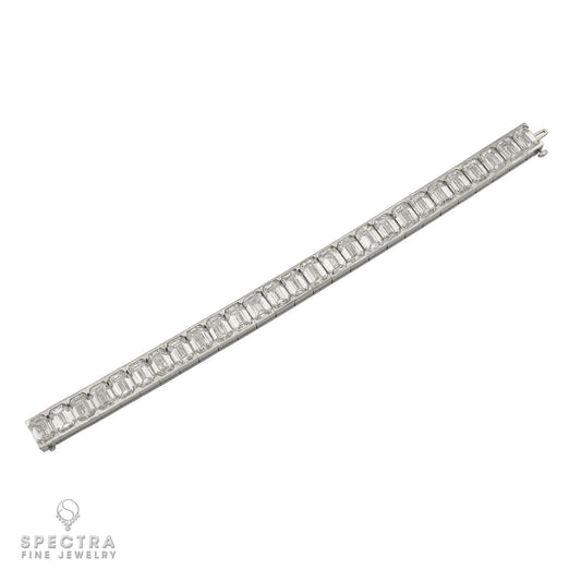 54.50ct Emerald Cut Diamond Tennis Bracelet GIA | Platinum 7"