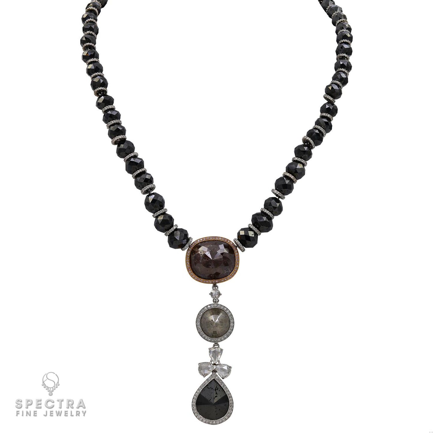 Spectra Fine Jewelry 160.5 cts. Black and Gray Diamond Pendant Necklace