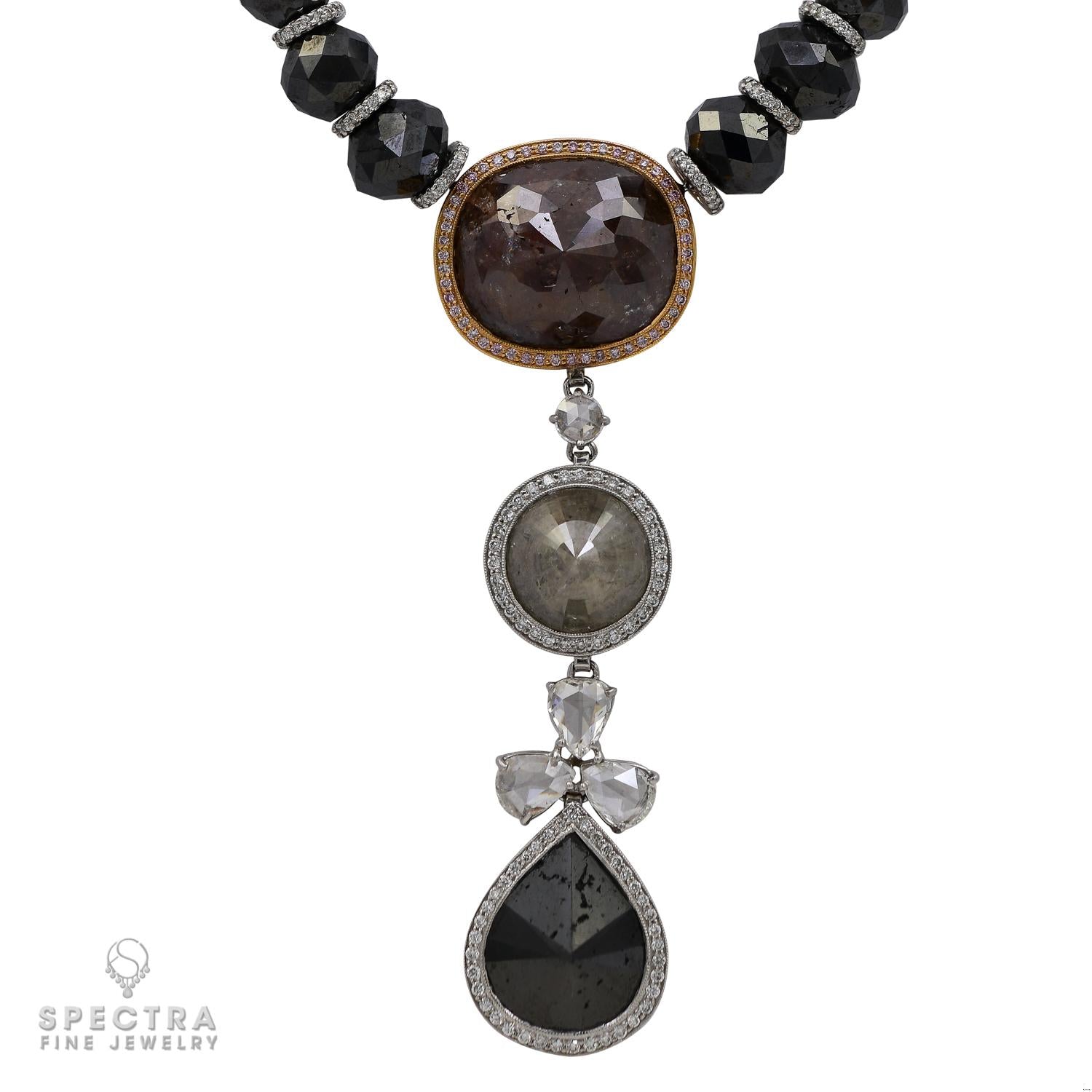 Spectra Fine Jewelry 160.5 cts. Black and Gray Diamond Pendant Necklace