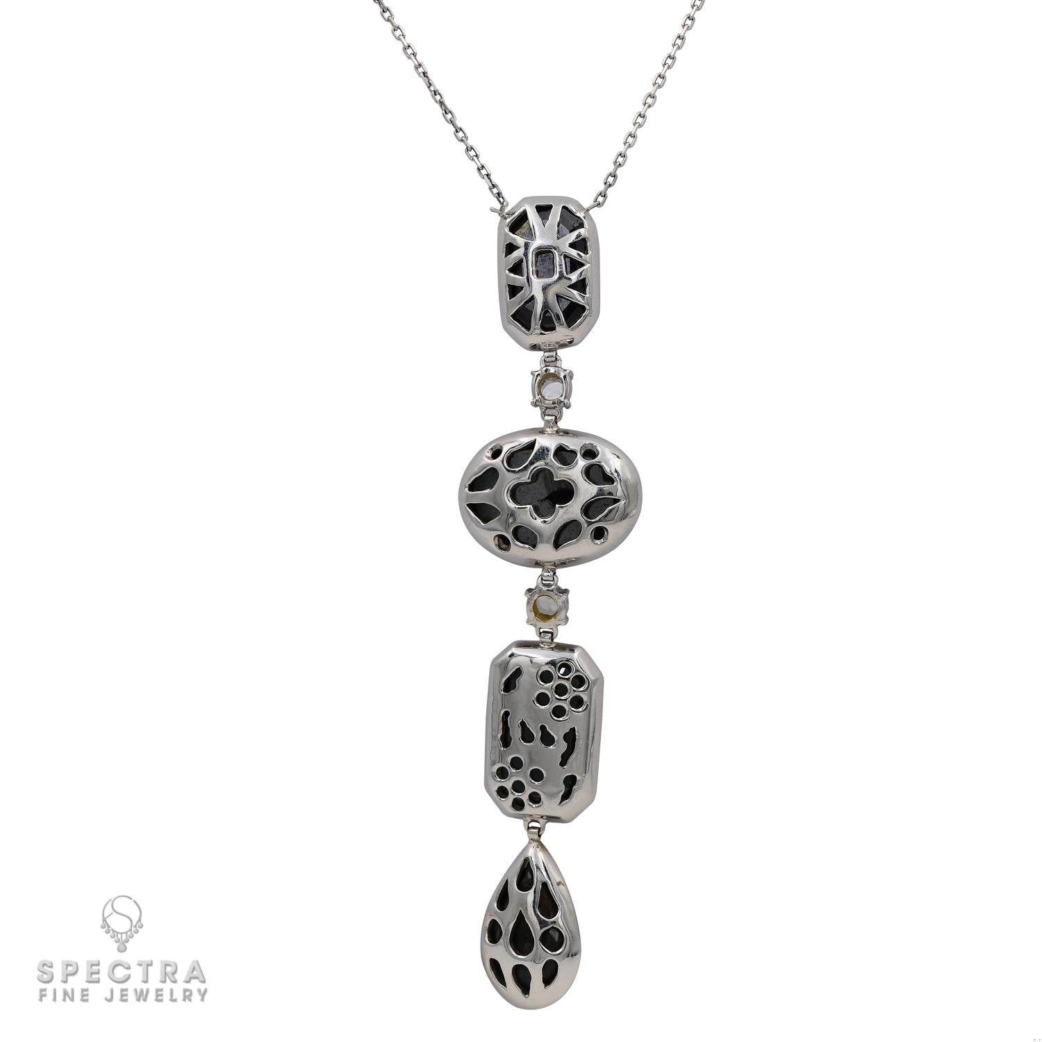 Spectra Fine Jewelry Black and White Diamond Pendant Platinum Necklace
