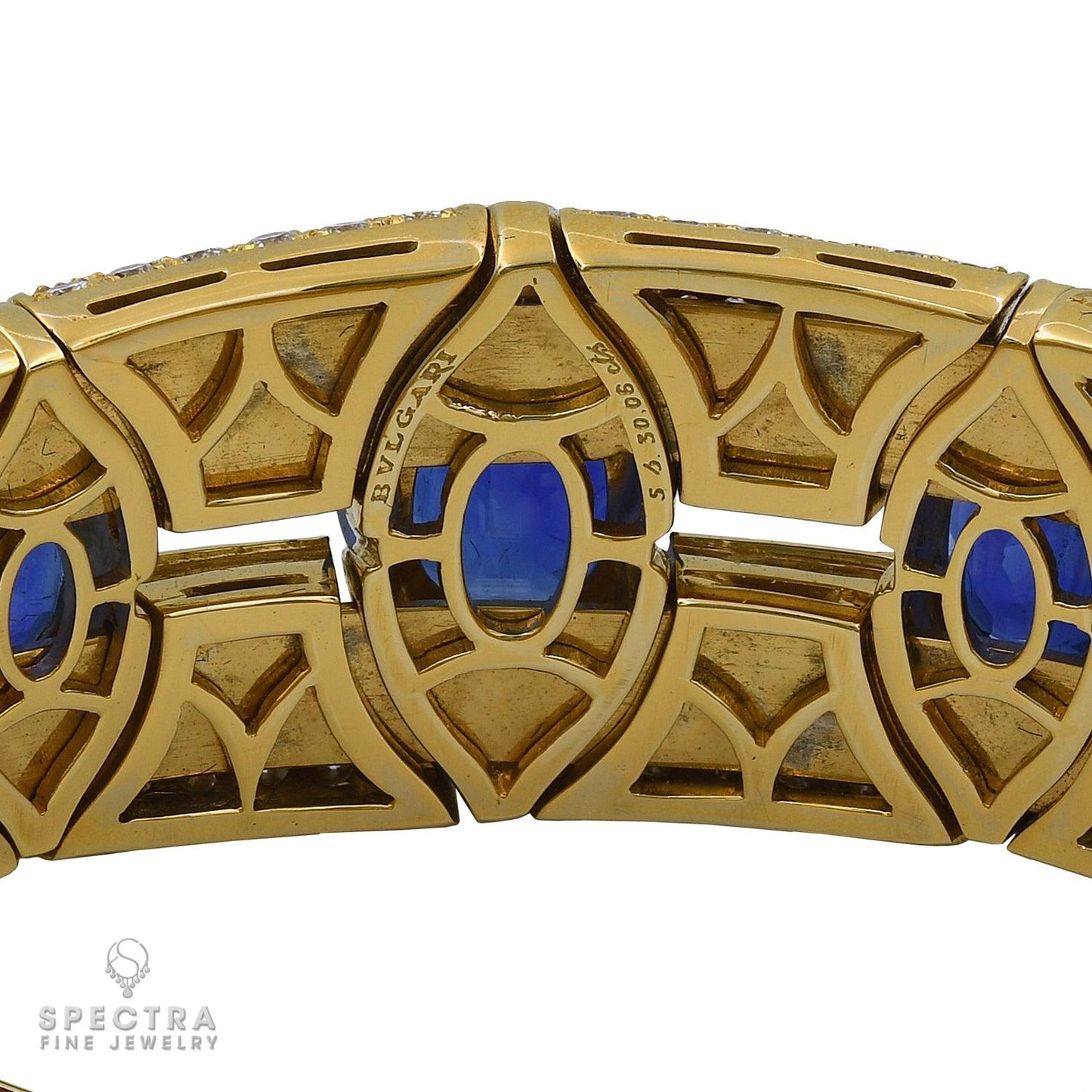 Bulgari Burmese Ceylon Sapphire Diamond Cuff Bracelet