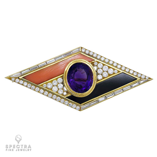 Bulgari Contemporary Amethyst Enamel Brooch