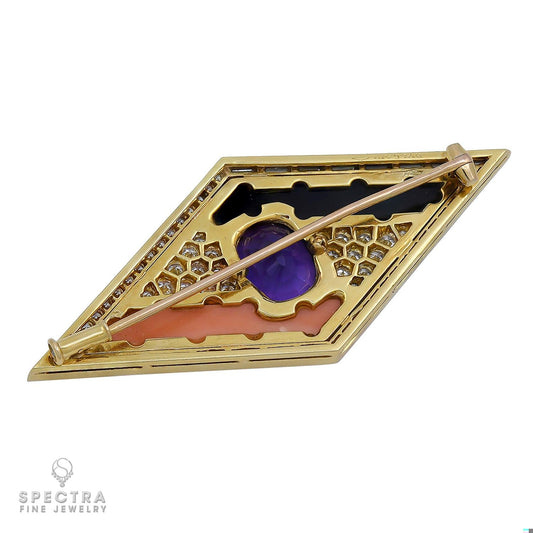 Bulgari Contemporary Amethyst Enamel Brooch