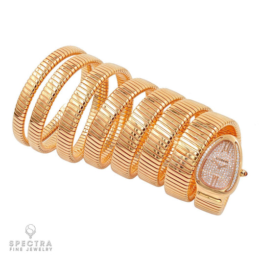 Bulgari Serpenti Rose Gold 7-Coil Diamond Bracelet Watch