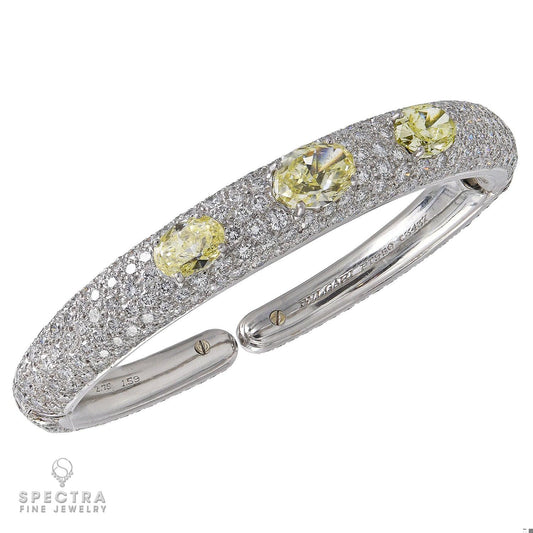 Bulgari Yellow Diamond Pave Bombe Cuff Bangle Bracelet