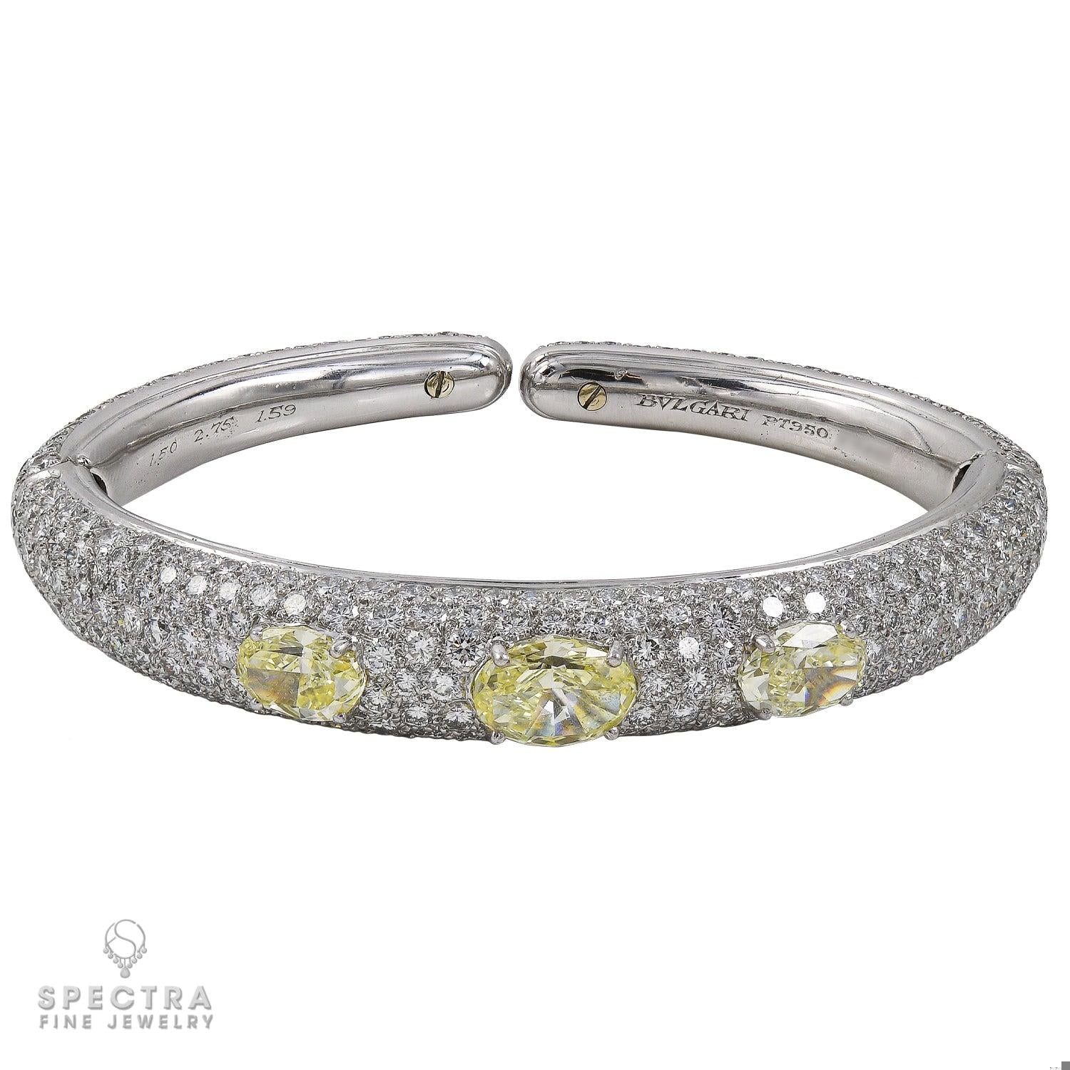 Bulgari Yellow Diamond Pave Bombe Cuff Bangle Bracelet