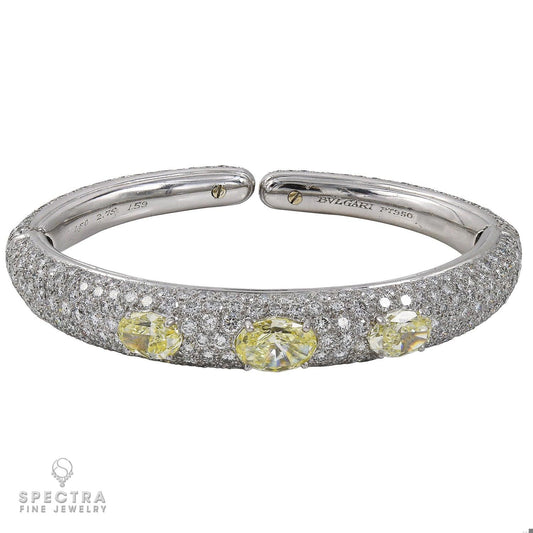 Bulgari Yellow Diamond Pave Bombe Cuff Bangle Bracelet