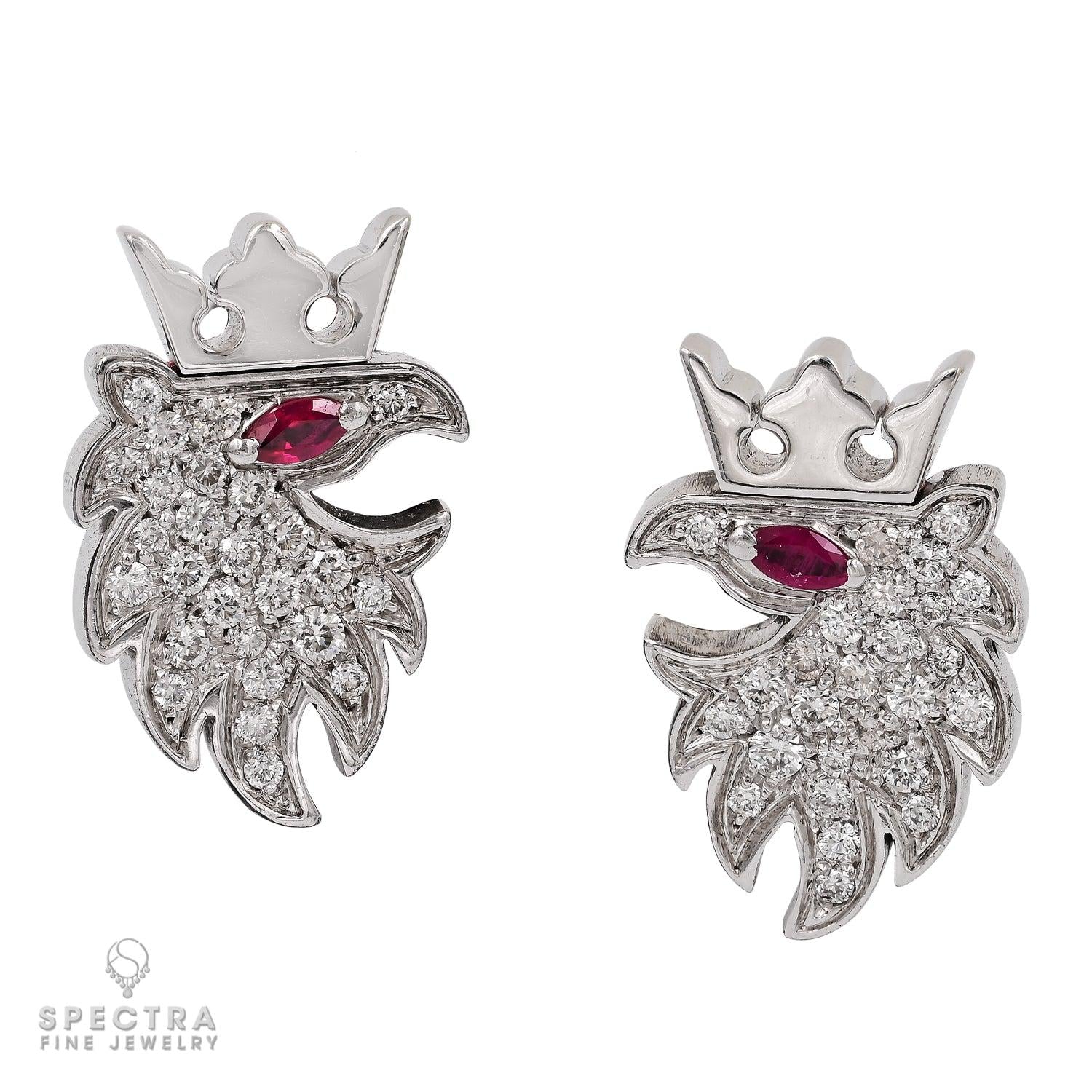 Cantamessa Contemporary Griffin Ruby Diamond Pave Cufflinks