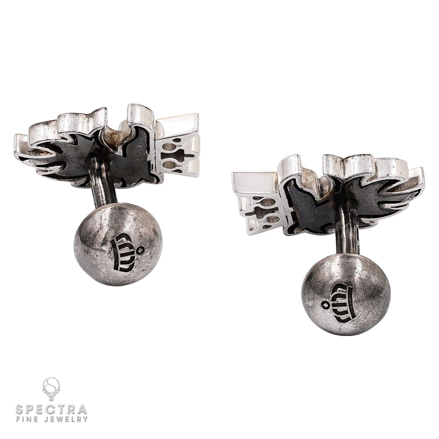 Cantamessa Contemporary Griffin Ruby Diamond Pave Cufflinks