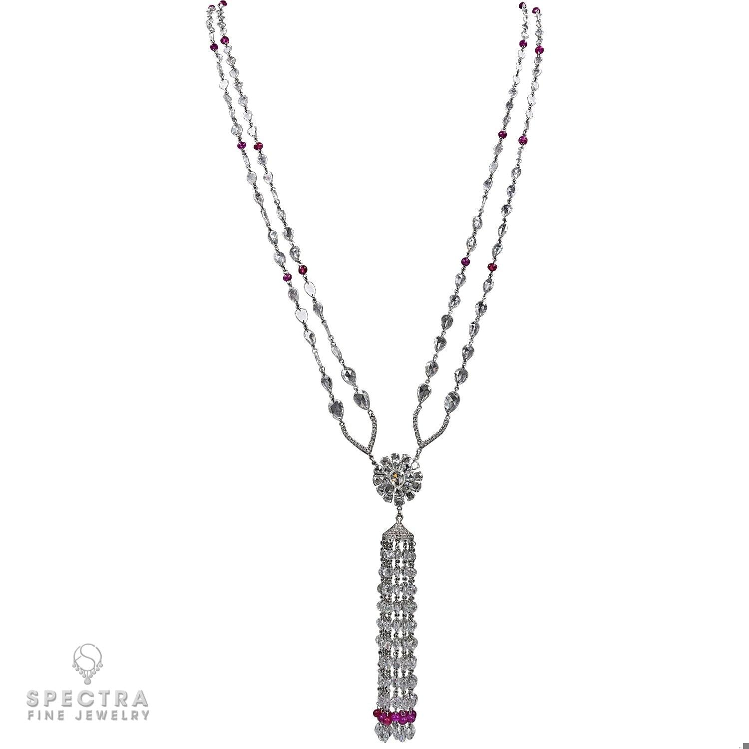 Carezza Ruby Diamond Tassel Necklace