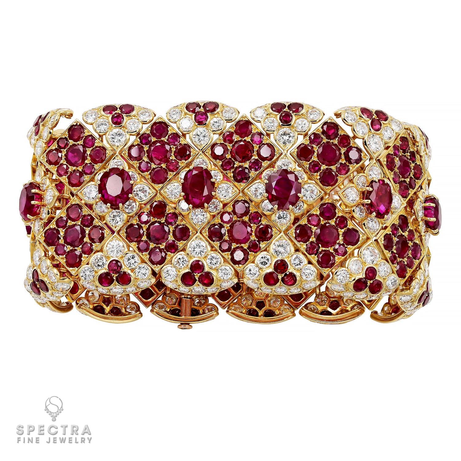 Cartier 'Mexico' Ruby Diamond Bracelet: Timeless Elegance in 18k Gold – Vintage