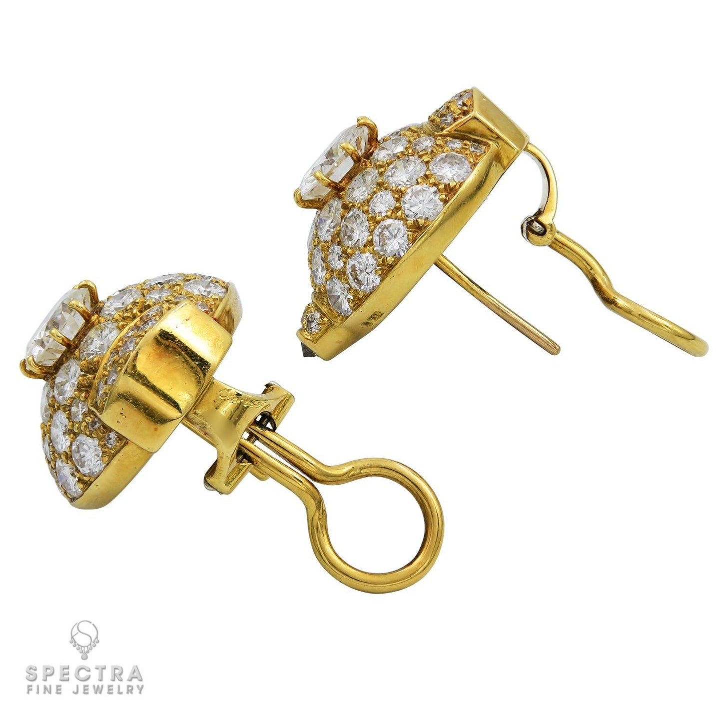 Cartier Vintage Diamond Bombe Button Earrings, circa 1970s