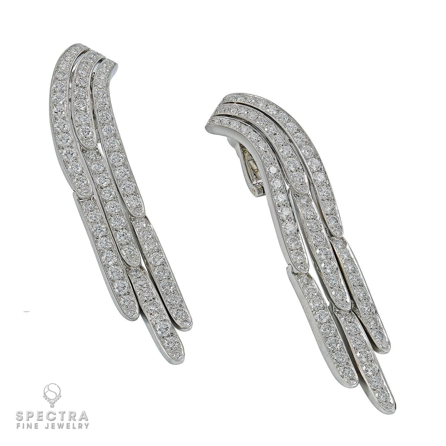 Cartier Vintage Diamond Pave Waterfall Drop Earrings