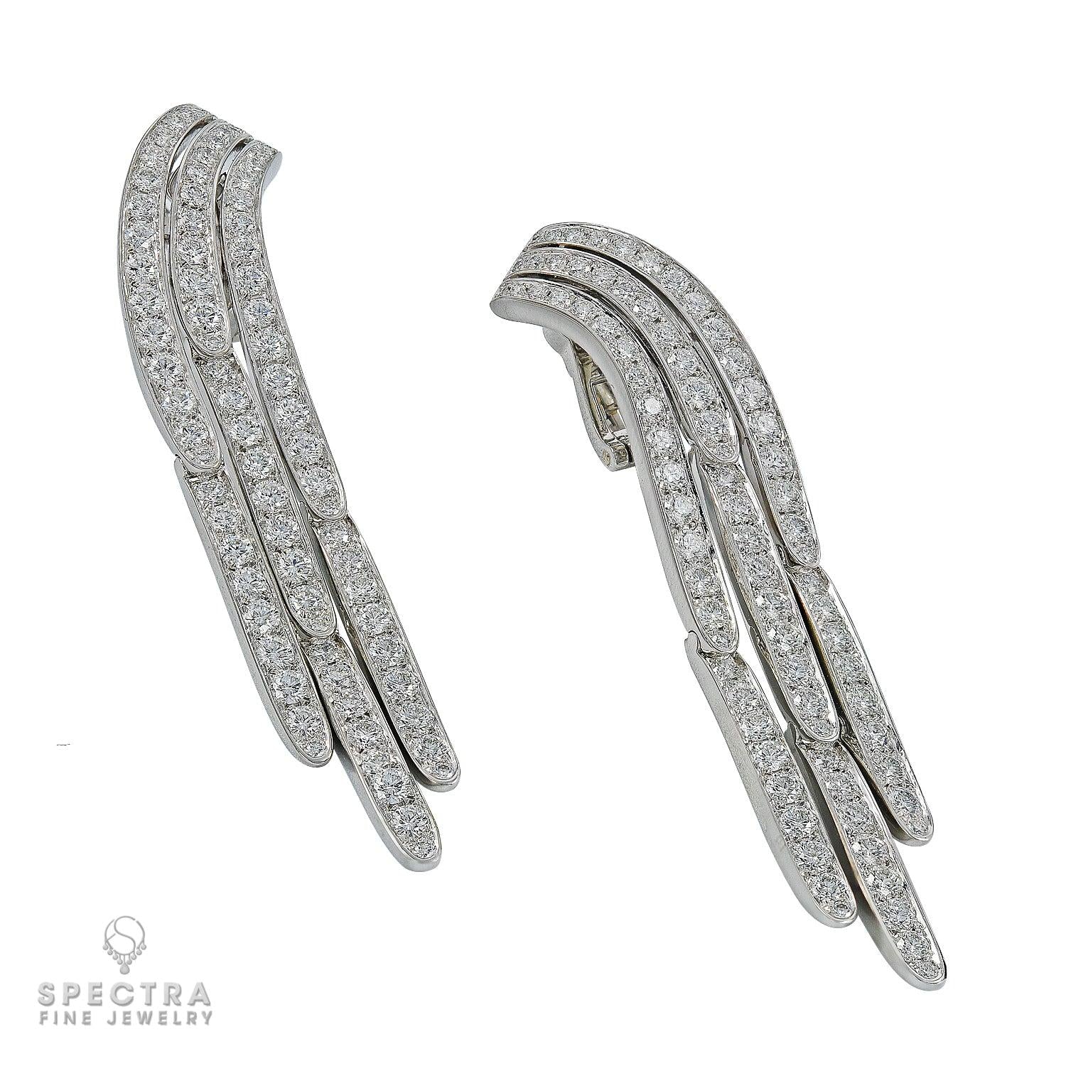 Cartier Vintage Diamond Pave Waterfall Drop Earrings