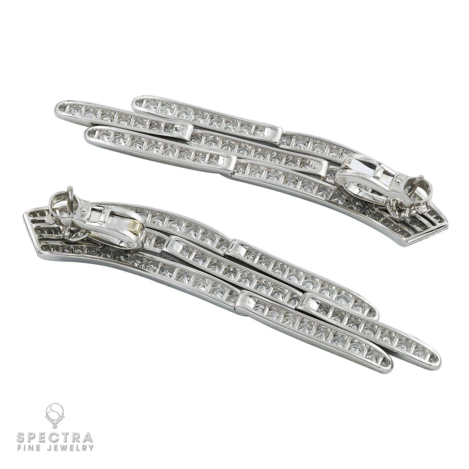 Cartier Vintage Diamond Pave Waterfall Drop Earrings