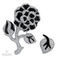 Chanel Vintage Diamond Onyx Flower Brooches Set Demi Parure Pair